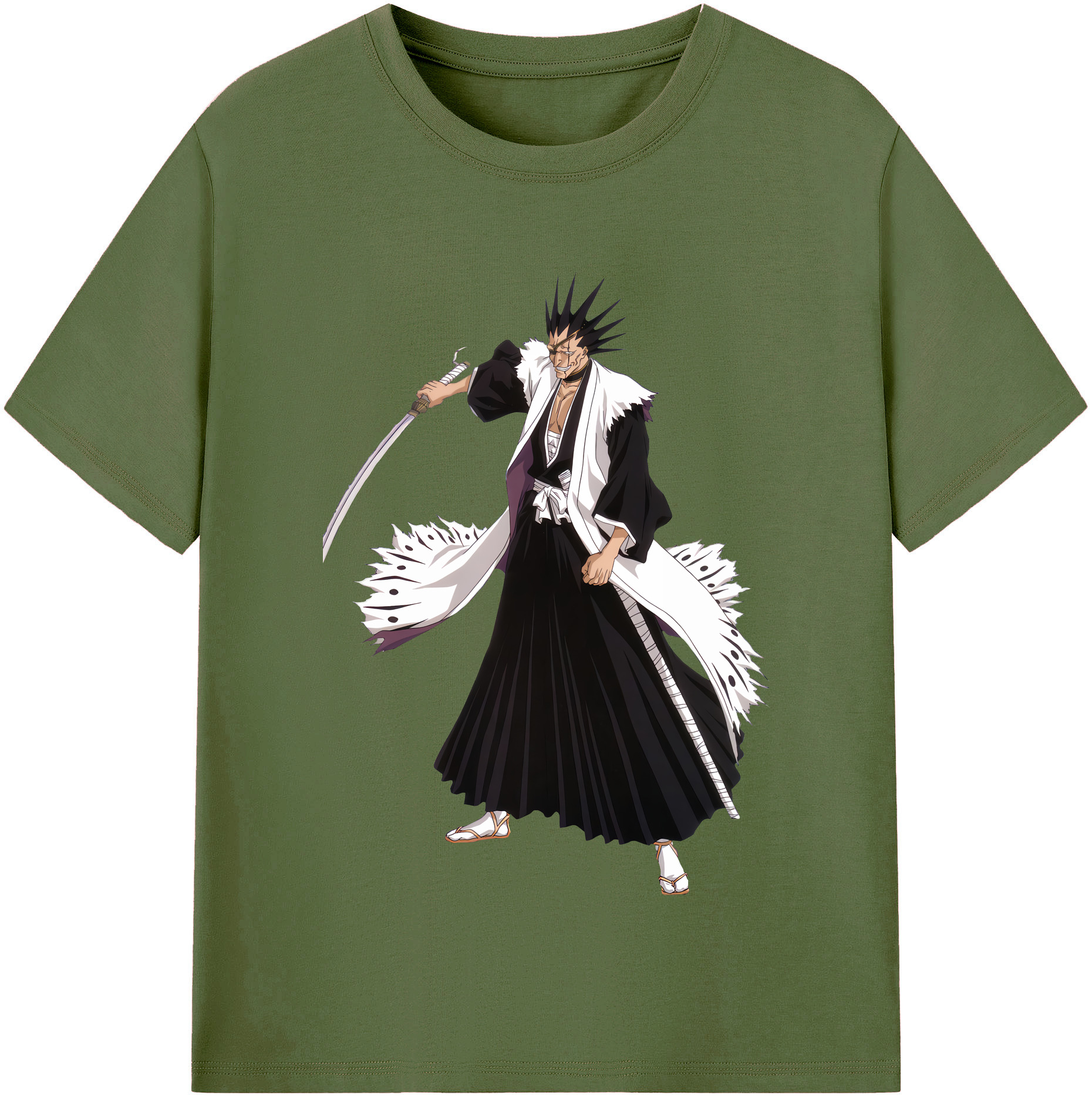 （画像用） ブリーチ ざらき けんぱち BLEACH Zaraki Kenpachi 綿100％半袖Tシャツ（フロントプリント）